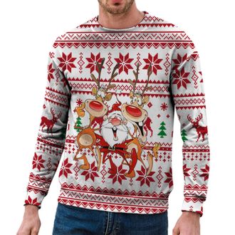 Generic Christmas Jumpers for Mens,Unisex Sweatshirt Xmas 3D Crew Neck Novelty Jumper Top for Adults