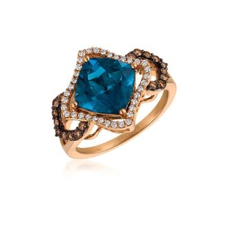 Le Vian Ladies Deep Sea Blue Topaz Rings set in 14K Strawberry Gold