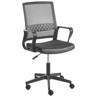 Beliani Silla De Oficina Moderna Con Altura Ajustable Giratoria Tapizado De Malla Gris Oscuro Ease