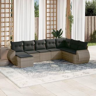 vidaXL Vidaxl - Set De Sof&aacute;s De Jard&iacute;n 8 Pzas Y Cojines Rat&aacute;n Sint&eacute;tico Gris