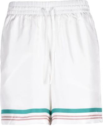 Casablanca Silk Shorts with Teal and Pink Accents