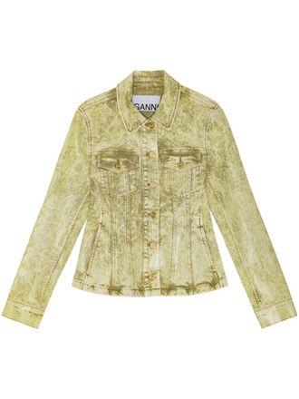 Ganni acid-wash denim jacket - Green