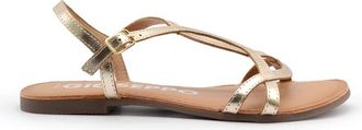 Gioseppo Gouden leren enkelband sandalen - Dames - Sandalen - Geel - 36 EU - Leer - Schoenen