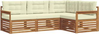 vidaXL Conjunto De Sof&aacute;s De Exterior 4 Uds. Natural Y Crema Vidaxl