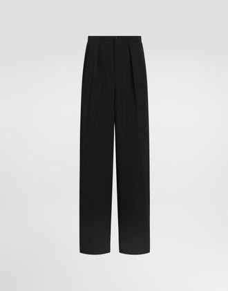 Dolce & Gabbana Wool Gabardine Trousers - Man Pants And Shorts Black Wool 52