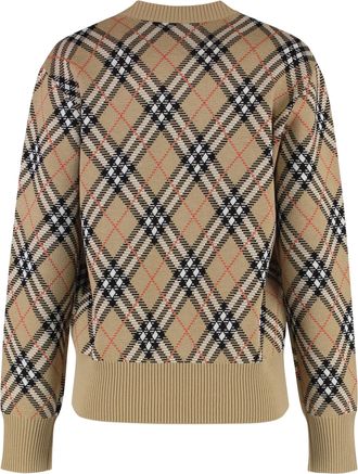 Burberry Womens Pullover Wool-Blend Sand Check Sweater
