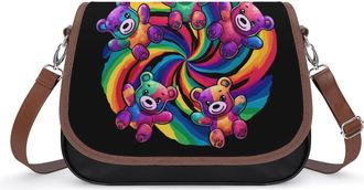 Generic Tie-Dye Candy Bears Crossbody Bags for Women Shoulder Messenger Bag Purse Handbags