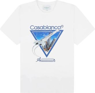 Casablanca Aiiiiir Print T-Shirt - Heren - T-shirts - Wit - 2XL - Katoen - Tops