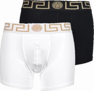 Versace Mens VERSACE 2-Pack Iconic Boxer Briefs, Black/White - Size: 32/34/35
