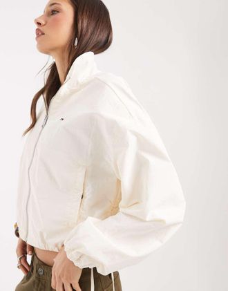 Tommy Jeans Giacca accollata color crema con laccetti-Bianco