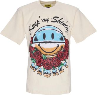 Market Smiley Keep On Shining Tee - Heren - T-shirts - Beige - L - Katoen - Tops