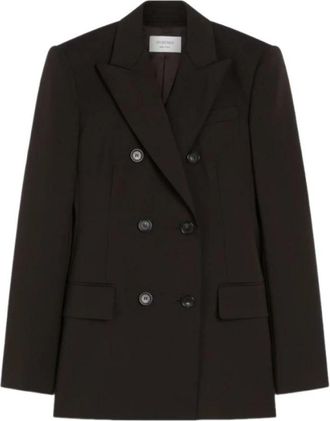 Sportmax Stretch wol zwarte blazer Adamo - Dames - Blazers - Zwart - M - Wol - Jassen