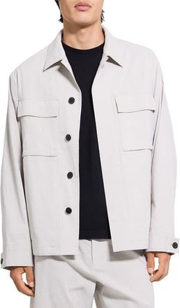 Theory Mod Linen Blend Field Jacket in Silver Cloud at Nordstrom, Size Xx-Large