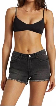 Billabong Drift Away Raw Hem Shorts In Black Rinse