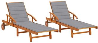 vidaXL Tumbonas Con Cojines 2 Unidades Madera Maciza De Acacia Vidaxl