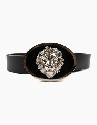 Versus Mens Versace Versus Oval Lion Buckle Belt Black - Size: 100CM