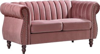 Vente-Unique Sofá chesterfield 2 plazas de terciopelo rosa viejo TRUMBO