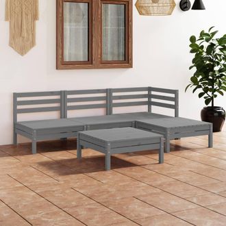 vidaXL Juego De Muebles De Jard&iacute;n 5 Piezas Madera Maciza De Pino Gris Vidaxl