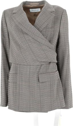 Dries Van Noten Grey Belted Wrap-Front Jacket