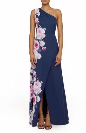 Kay Unger Carissa One-Shoulder Gown in Deep Navy at Nordstrom Rack, Size 0