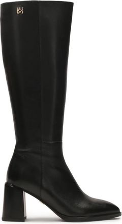 Kazar Zwarte leren stiletto laarzen - Dames - Laarzen met Hak - Zwart - 38 EU - Leer - Schoenen