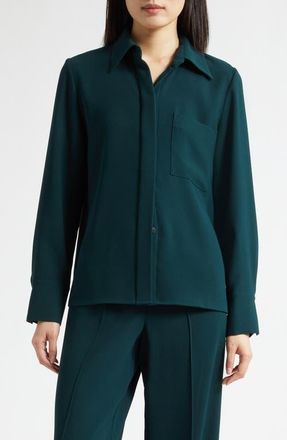 Vince Long Sleeve Button-Up Shirt in Juniper at Nordstrom, Size Xx-Small
