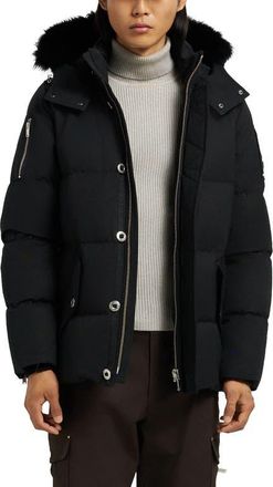 Moose Knuckles Original 3Q Genuine Shearling Trim Water Resistant & Wind Resistant Down Puffer Jacket in Black at Nordstrom, Size Xx-Large