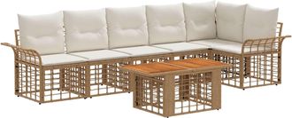 vidaXL Conjunto De Sof&aacute;s De Jard&iacute;n 7 Uds. Natural Y Crema Vidaxl