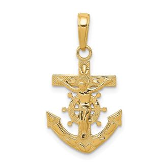 Diamond2Deal 10k Yellow Gold Mariners Crucifix Pendant
