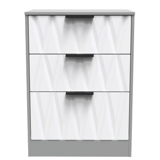 Welcome Furniture Calgary Ready Assembled 3 Drawer Midi Deep Chest in White Matt & Dusk Grey - Welcome Furniture | TJ Hughes