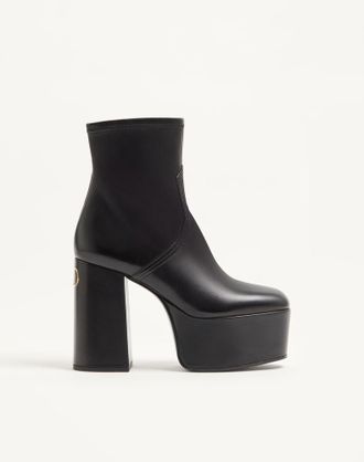 Valentino Garavani Fawcette Platform Ankle Boot in Stretch Nappa 120mm Woman BLACK 35.5