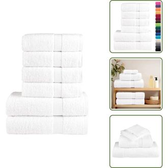 vidaXL Asciugamani bianchi - vidaXL Set ASciugamani SOLUND 6 pz Bianchi 600 gsm - Asciugamani lavabili