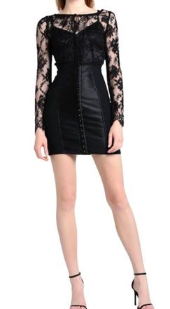 Dolce & Gabbana Black Lace Bodycon Mini Dress Size L