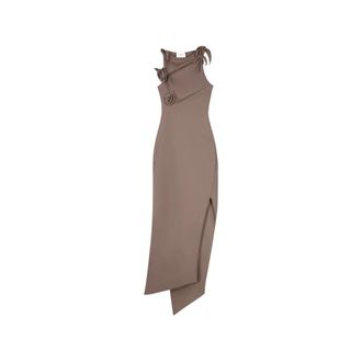 Coperni Flower Midi Dress - female - Coperni - Midi Dresses - Brown - S - Dresses