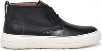 Ferragamo Black Leather Montgomery Clark Sneakers