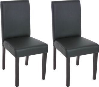 Hhg Nunca Usado] Juego De 2 Sillas De Comedor Silla De Cocina Littau, Polipiel, Negro Mate, Patas Oscuras