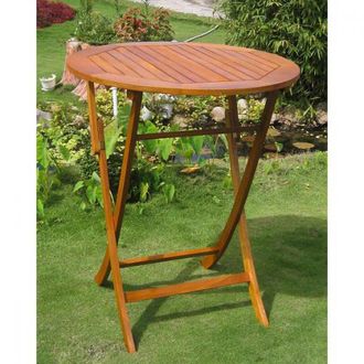 International Caravan Inc Royal Tahiti Outdoor 36 Bar Height Round Folding Table
