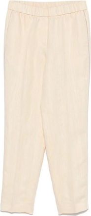 PESERICO Cropped broek met kralenrand - Dames - Vrijetijds broeken - Beige - XL - Linnen - Broeken