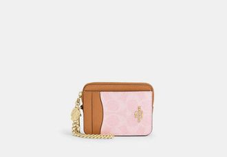 Coach Womens Zip Card Case in Pink | PVC