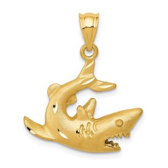 Diamond2Deal 14k Yellow Gold Shark Pendant