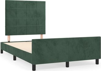 vidaXL Vidaxl - Estructura Cama Sin Colch&oacute;n Terciopelo Verde Oscuro 120x190cm