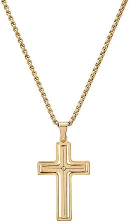 HMY Jewelry Mens Stainless Steel Crystal Cross Pendant Necklace in Gold at Nordstrom Rack