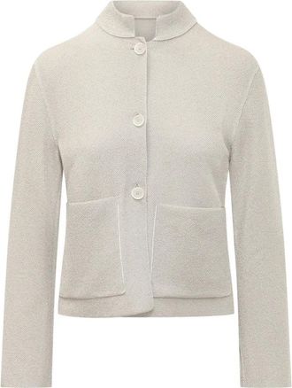 Gran Sasso Gebreid jack met mandarijnkraag - Dames - Vesten - Beige - XS - Truien & Vesten