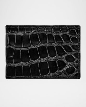 Graphic Image Mens Alligator Leather Slim Bifold Wallet