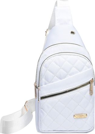 Generic Solid Color Quilted Fanny Pack, Women Travel Crossbody Bag, Women Quilted Chest Bag, Trendy Zipper Sling Bag With Side Pocket (White)