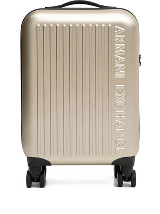 A|X Armani Exchange embossed wheeled luggage - women - Acrylonitrile Butadiene Styrene (ABS)/Polyester - OS - Gold