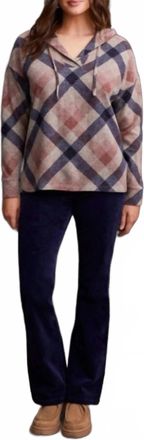 Tribal Long Sleeve Hooded Tunic Top In Ginger