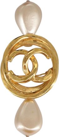 Chanel Cc Coco Brooch Metal With Faux Pearls And Crystals Metal Brooch Jewelry (Pre-Owned)