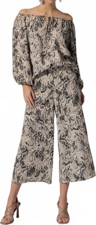 Joseph Ribkoff Snakeskin Print Off-Shoulder Top In Beige/multi