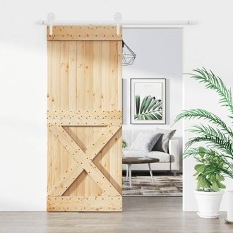 vidaXL Vidaxl - Puerta Corredera Con Herrajes Madera Maciza De Pino 85x210 Cm